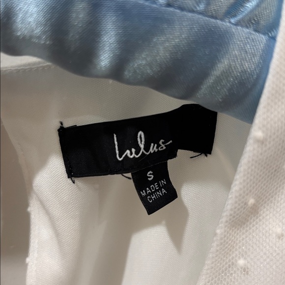 Lulus Dot Tulle Puff Sleeve Tiered Mini Dress - Picture 6 of 7